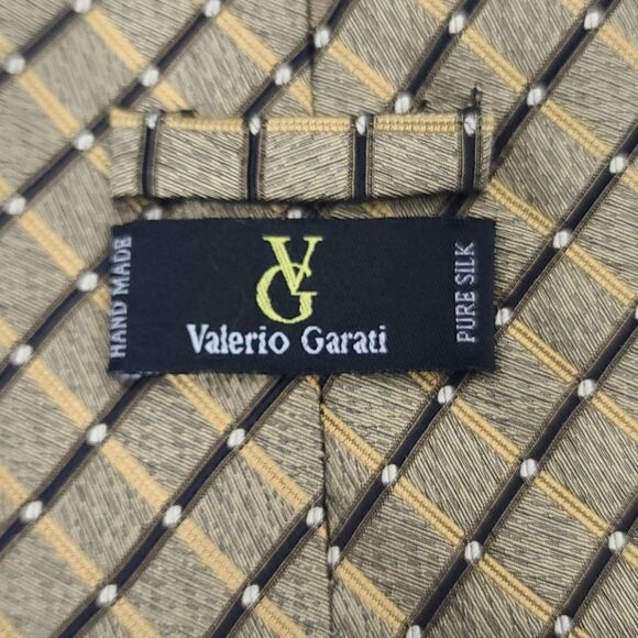 Vintage Handmade Silk Tan Brown Diamond Pattern Tie - Picture 2 of 7